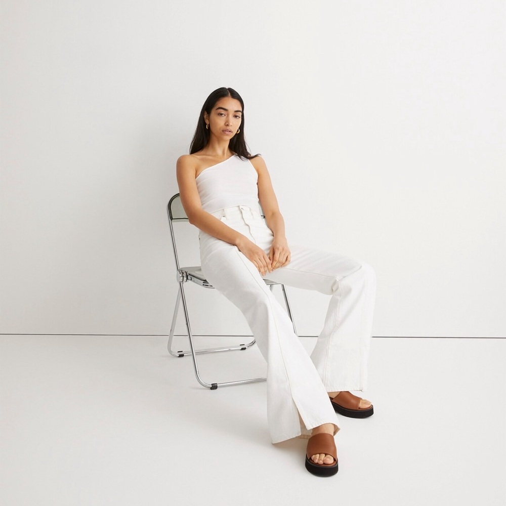 NWT Madewell White Baggy Flare Front Slit Jeans | Size 28 - Picture 2 of 16